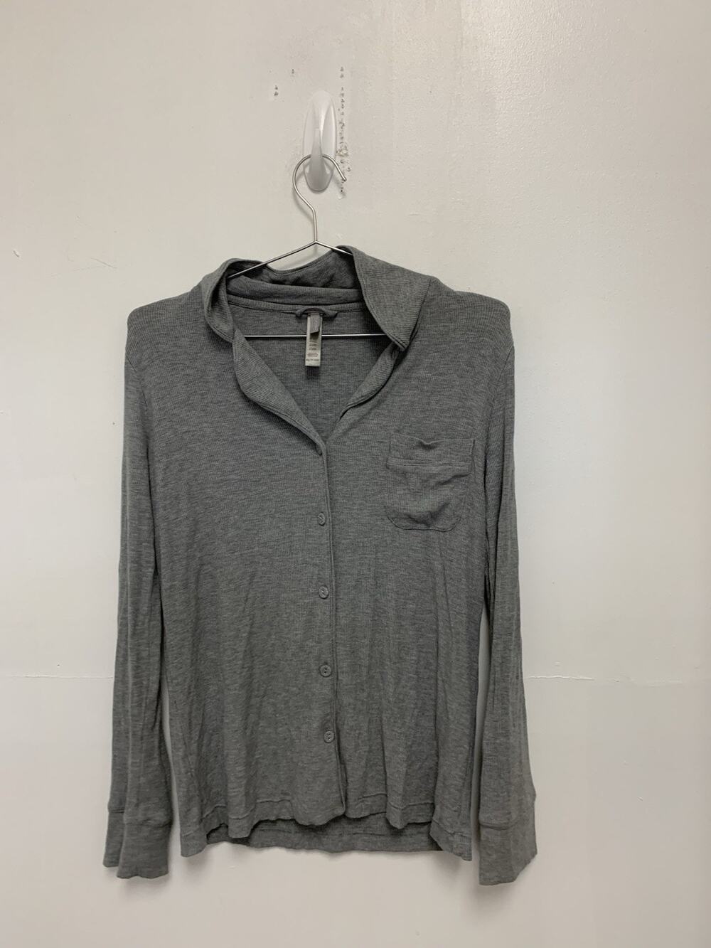 Skims pajama top grey gray ribbed soft Jersey size XS #200030